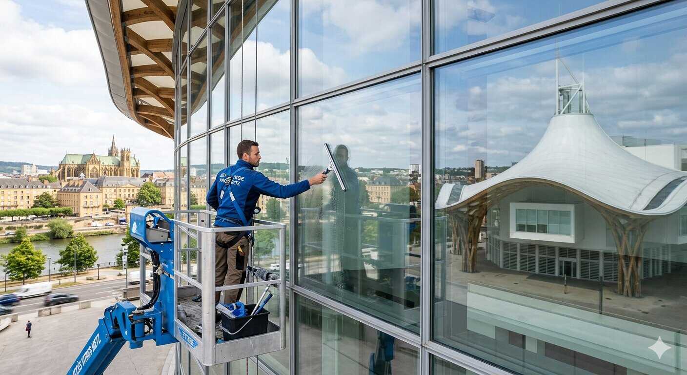Nettoyage de grandes baies vitrées par une société spécialisée
