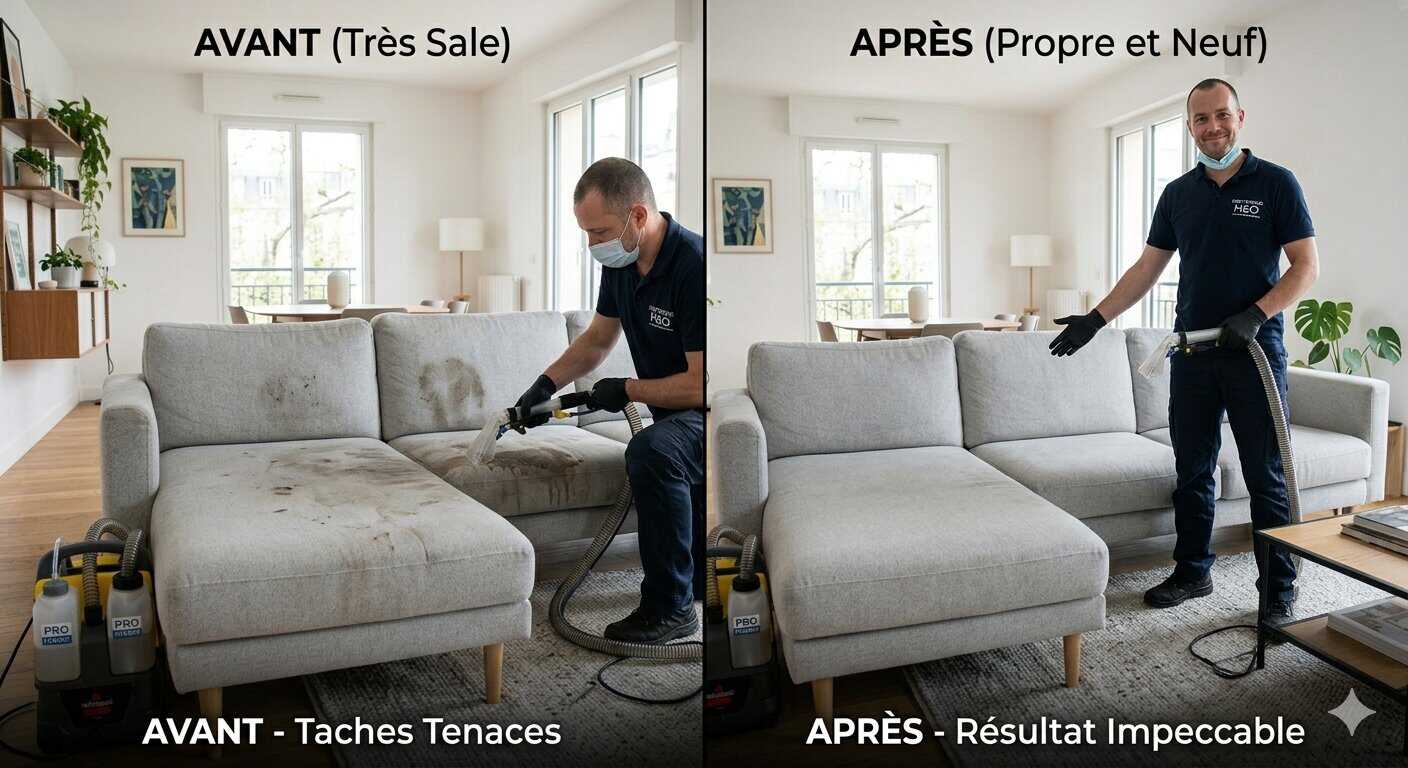 résultat nettoyage canapé avant après